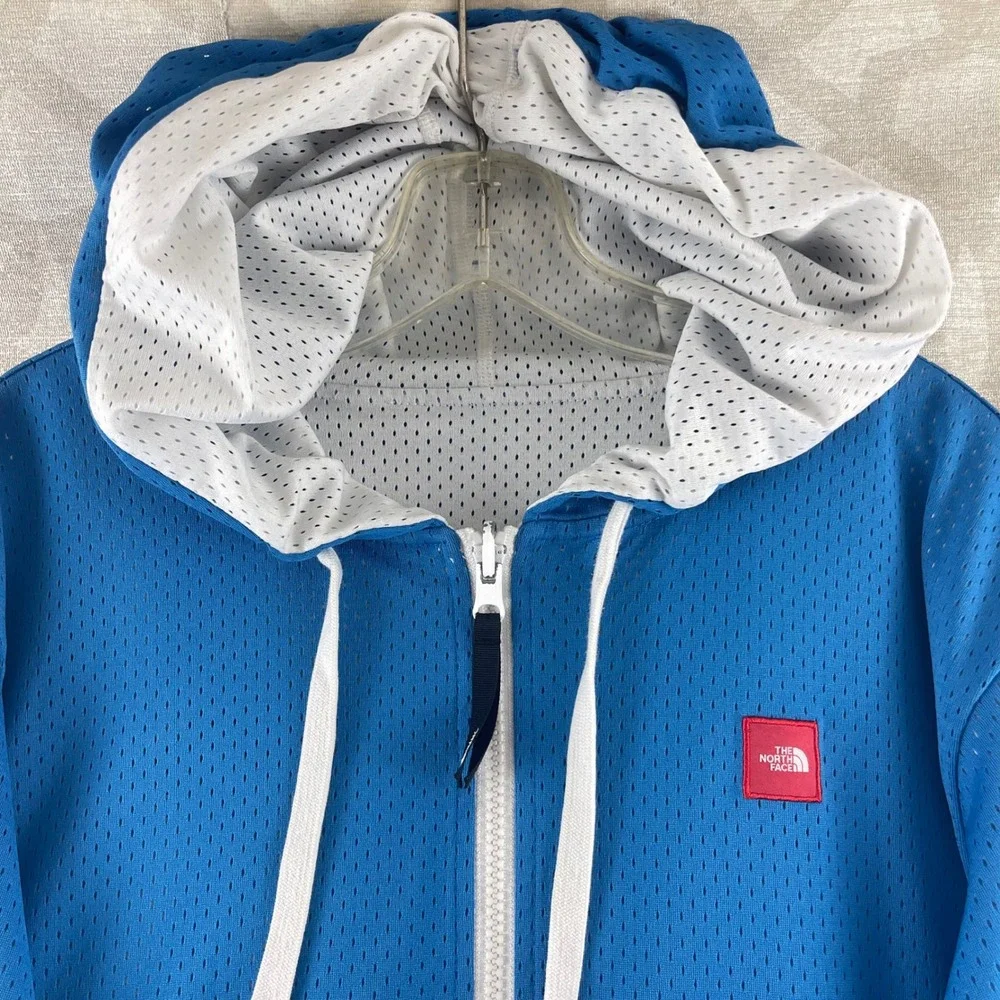 The North Face Mens Reversible Mesh Full‎ Zip Hoodie Blue White M Medium